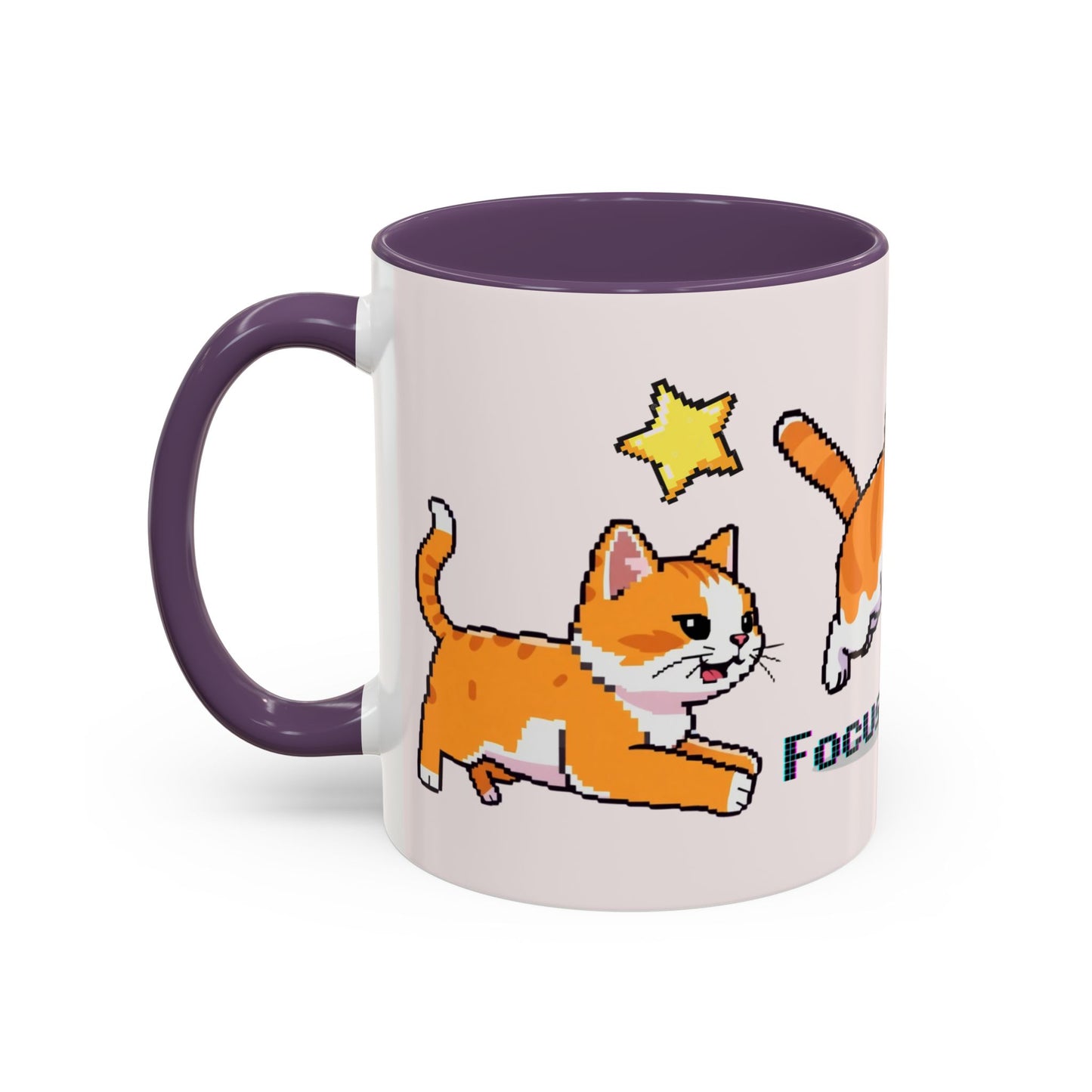 Mug - Pomodoro 25 min Orange Cat Pixel 8bit Design Coffee Cup