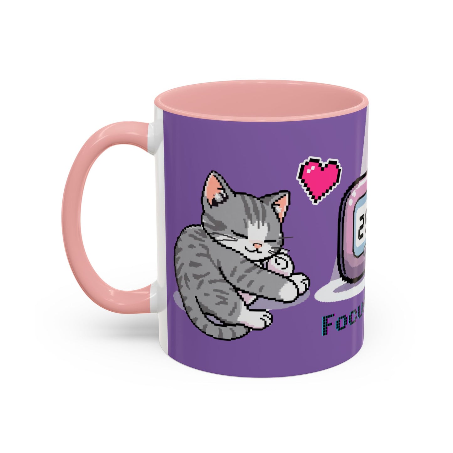 Mug - Pomodoro 25 min Cat Pixel 8bit Design Coffee Cup