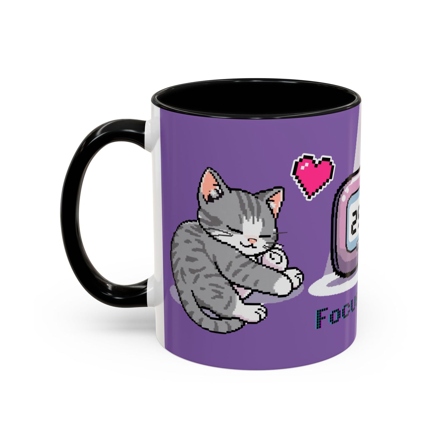 Mug - Pomodoro 25 min Cat Pixel 8bit Design Coffee Cup