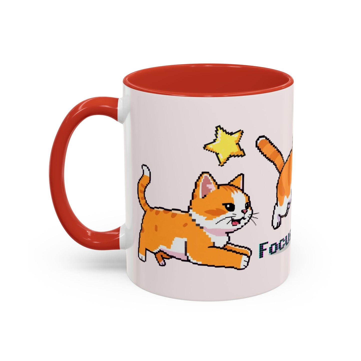 Mug - Pomodoro 25 min Orange Cat Pixel 8bit Design Coffee Cup