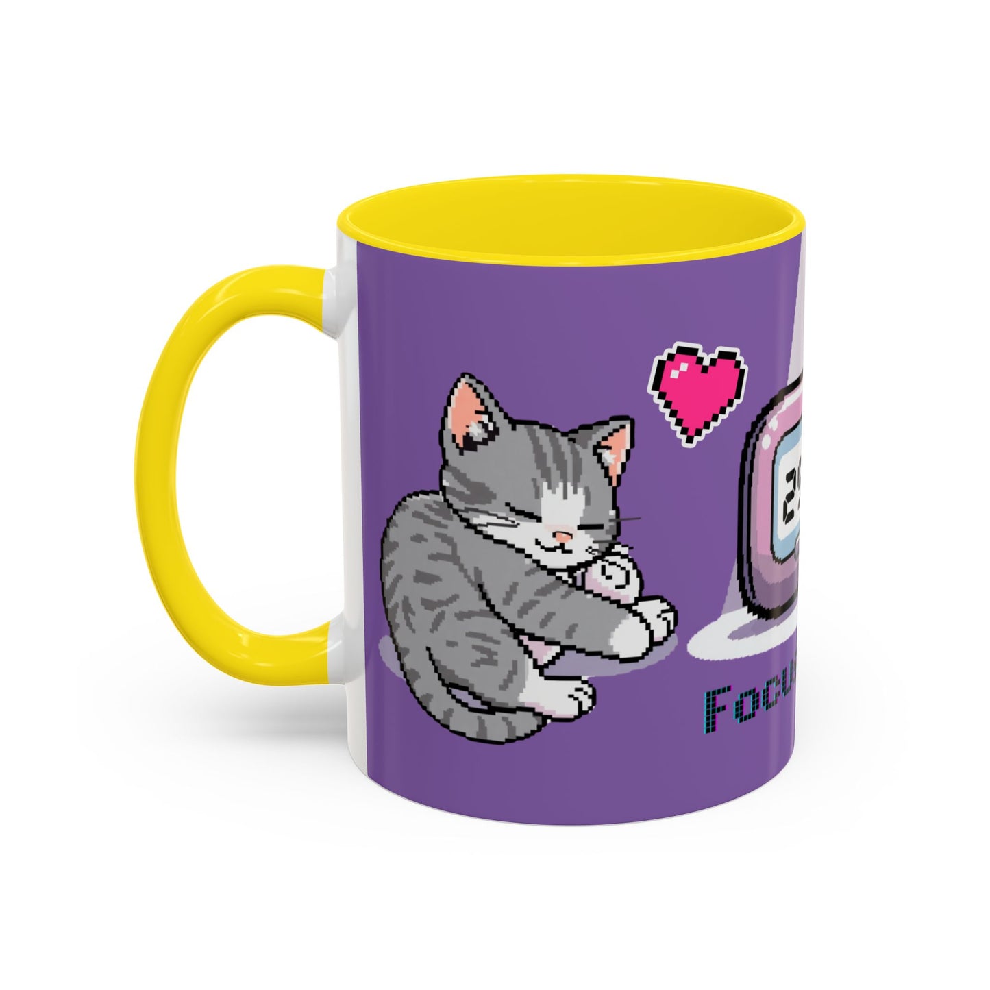 Mug - Pomodoro 25 min Cat Pixel 8bit Design Coffee Cup