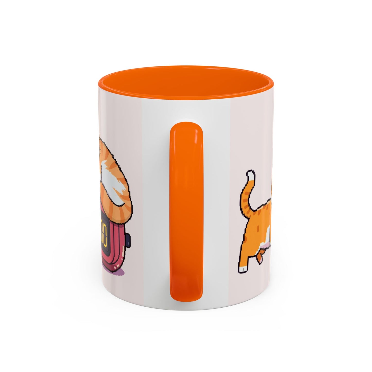 Mug - Pomodoro 25 min Orange Cat Pixel 8bit Design Coffee Cup