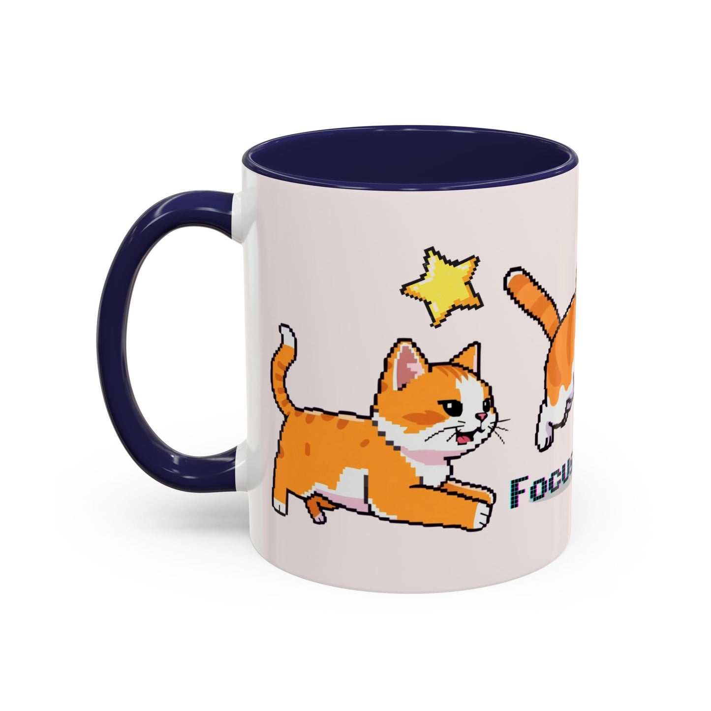 Mug - Pomodoro 25 min Orange Cat Pixel 8bit Design Coffee Cup