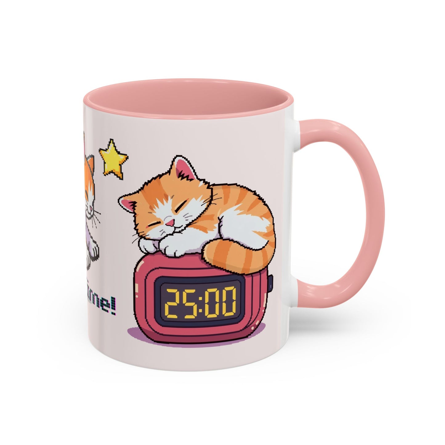 Mug - Pomodoro 25 min Orange Cat Pixel 8bit Design Coffee Cup