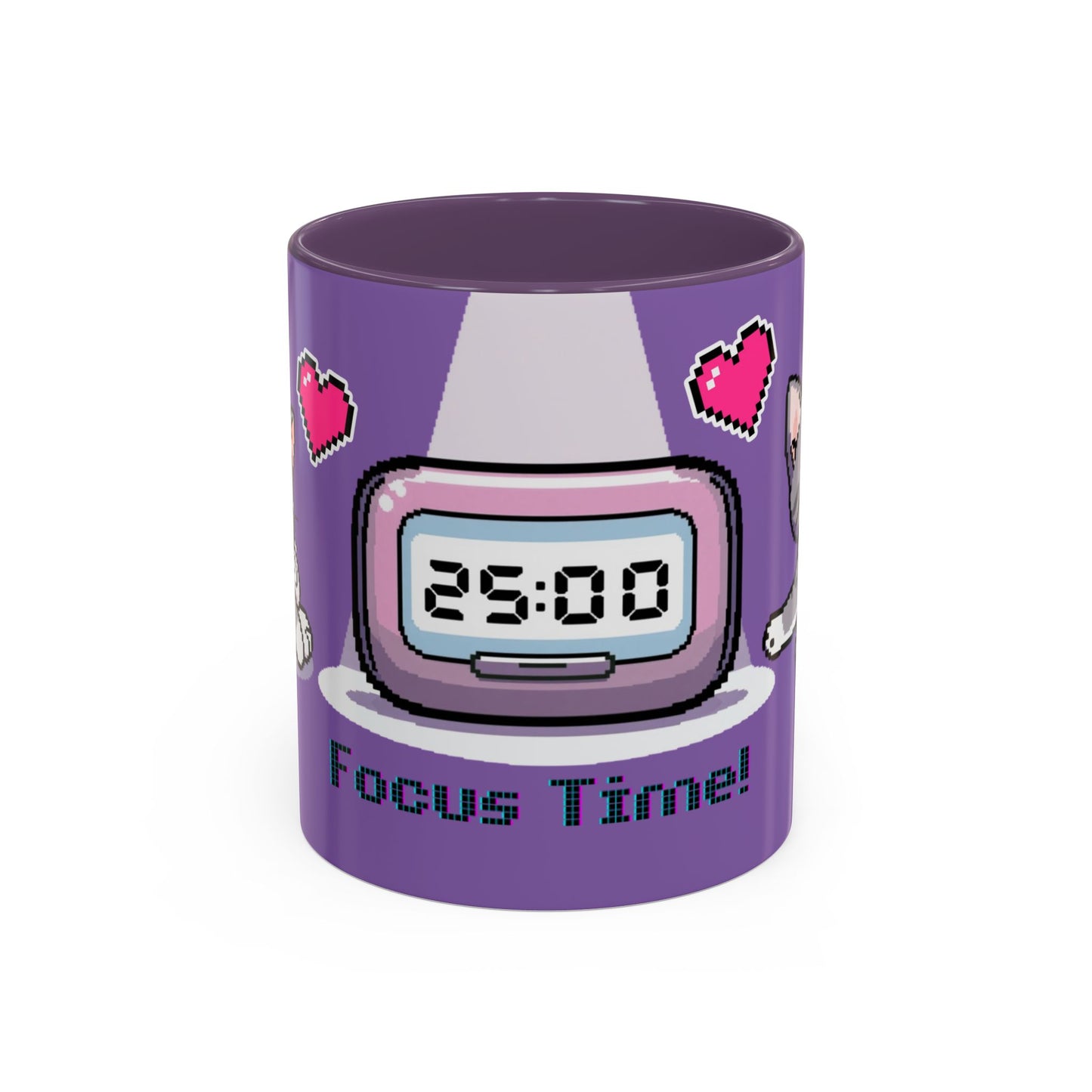 Mug - Pomodoro 25 min Cat Pixel 8bit Design Coffee Cup