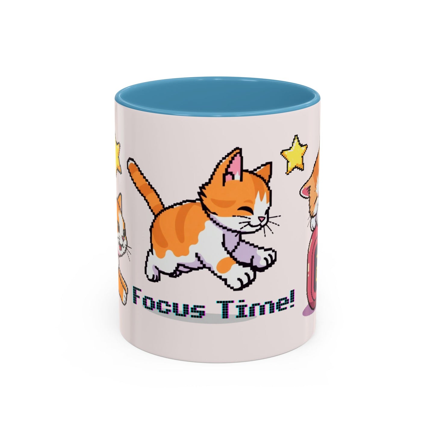 Mug - Pomodoro 25 min Orange Cat Pixel 8bit Design Coffee Cup