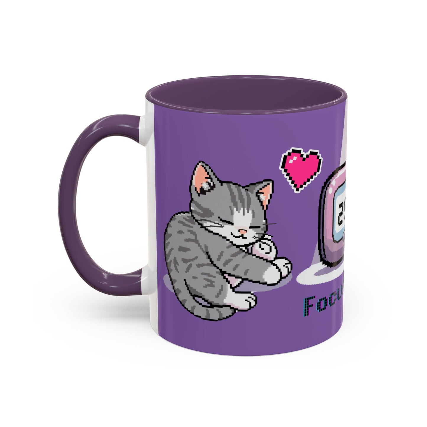 Mug - Pomodoro 25 min Cat Pixel 8bit Design Coffee Cup