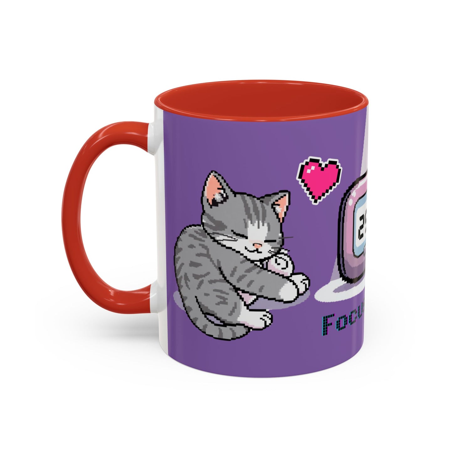 Mug - Pomodoro 25 min Cat Pixel 8bit Design Coffee Cup