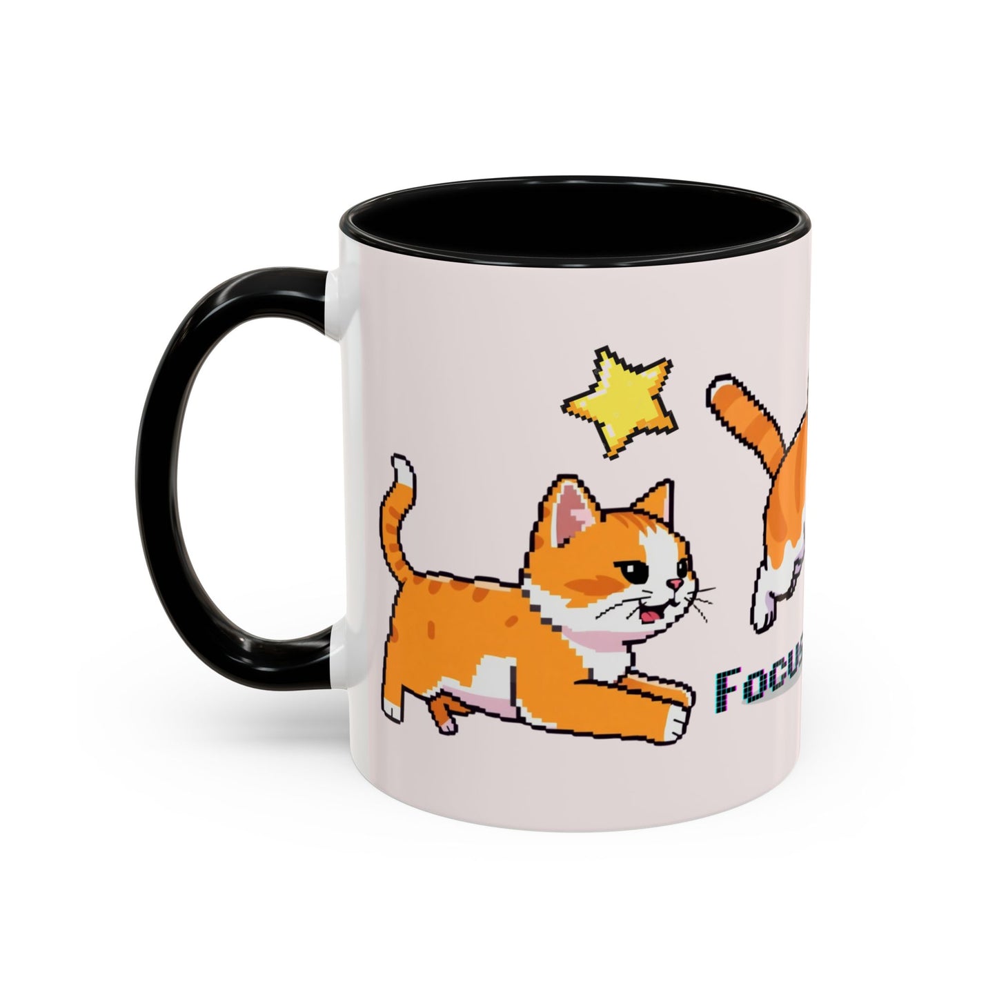 Mug - Pomodoro 25 min Orange Cat Pixel 8bit Design Coffee Cup