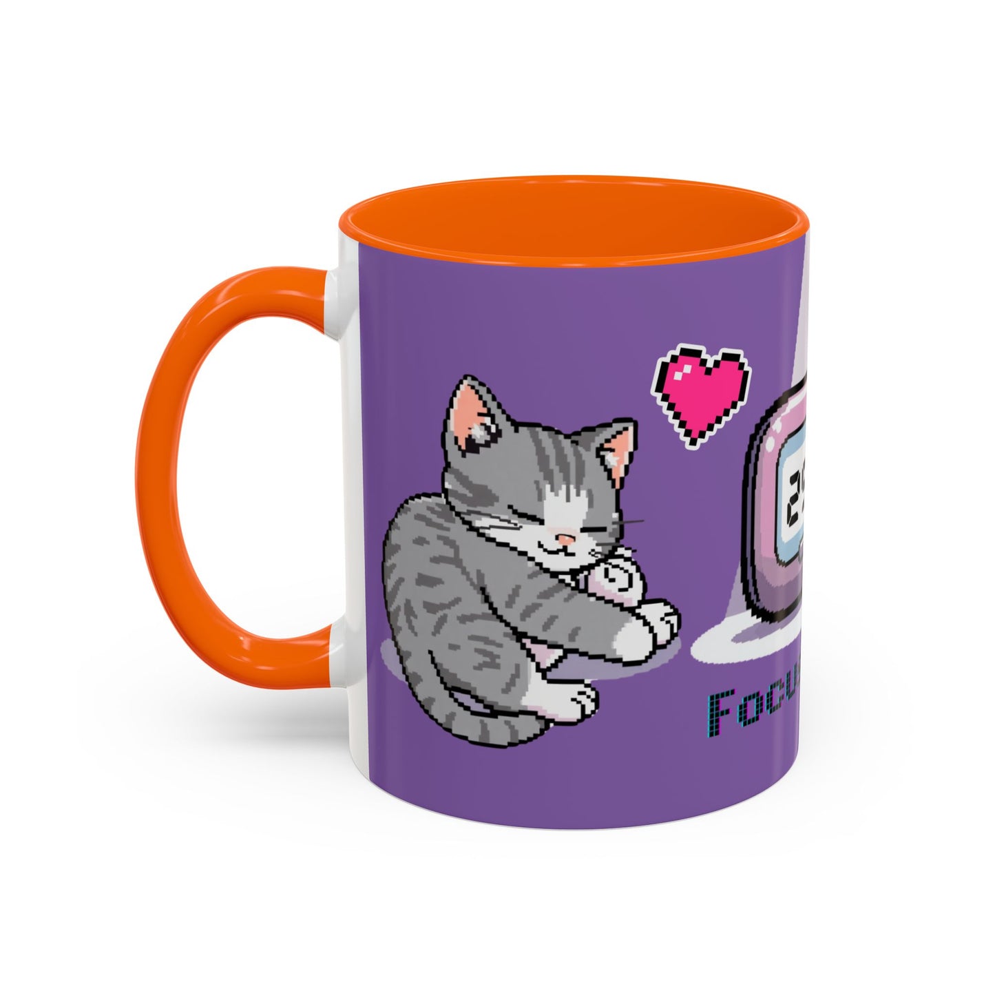 Mug - Pomodoro 25 min Cat Pixel 8bit Design Coffee Cup