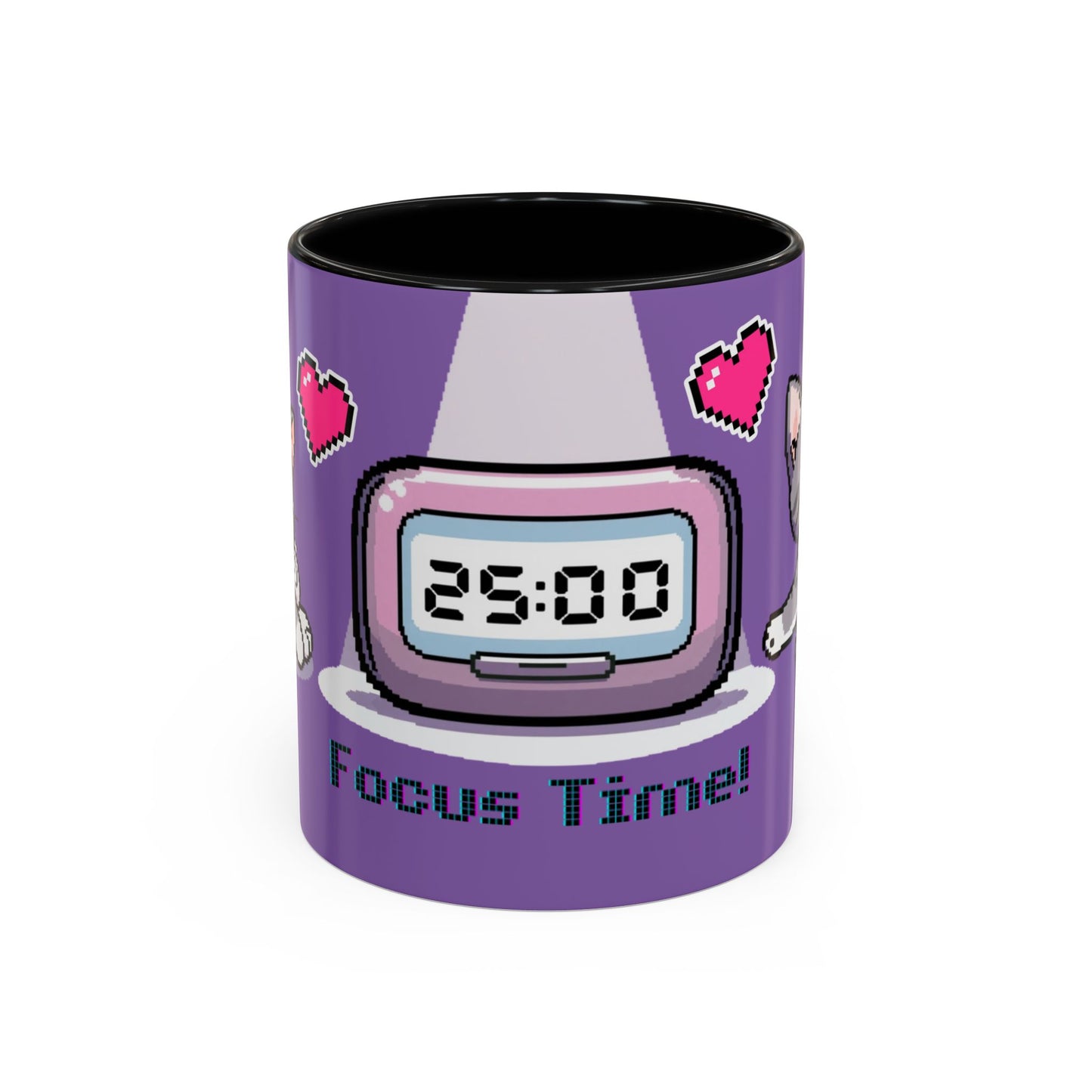 Mug - Pomodoro 25 min Cat Pixel 8bit Design Coffee Cup