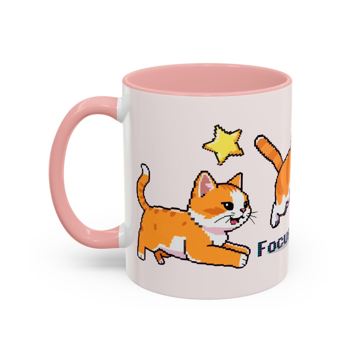 Mug - Pomodoro 25 min Orange Cat Pixel 8bit Design Coffee Cup