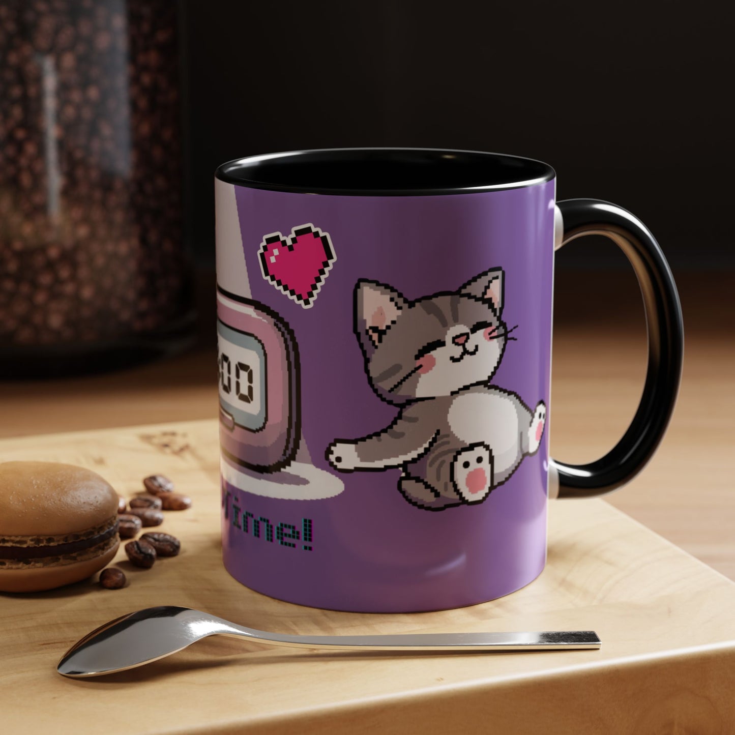 Mug - Pomodoro 25 min Cat Pixel 8bit Design Coffee Cup