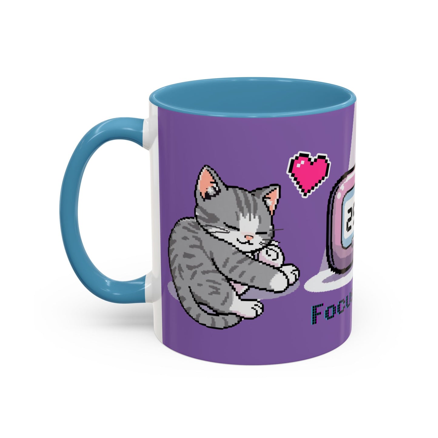 Mug - Pomodoro 25 min Cat Pixel 8bit Design Coffee Cup